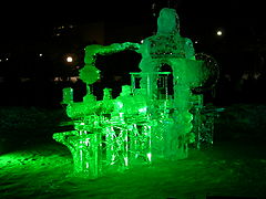 Confederation Park ice sculptures lit nightly.