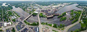 Wisconsin Rapids, Wisconsin with the Wisconsin River flowing through town