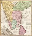 A rare map of India and Ceylon issued in 1733 by the Homann Heirs.