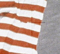 Close-up of the flag, showing washed-out crosshairs