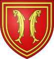 Example of the arms of the Montbeliard of Montfaucon family, showing two barbels within a plain double-tressure