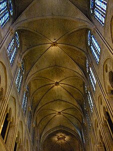 Six-part rib vaults of ceiling of Notre-Dame Cathedral