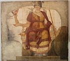 Roman fresco with a seated Venus, the so-called "Dea Barberini", 4th century AD