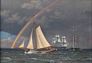 Rainbow at Sea with some cruising Ships (1836)
