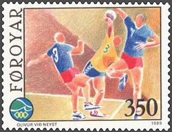Handball: färöische Briefmarke anlässlich der Island Games 1989