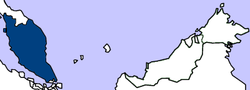 Location of the Malayan Union (dark blue)