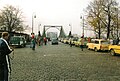 Lining up to cross the bridge after the Fall of the Berlin Wall in November 1989
