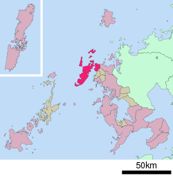 Location of Hirado in Nagasaki Prefecture
