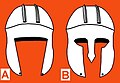 Illyrian type helmet (left) juxtaposed to a Corinthian type helmet (right).