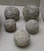 Stone cannon balls unearthed in Shangdu, Yuan Dynasty (1271–1368)