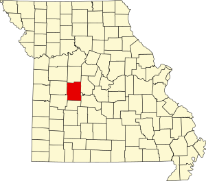 Map of Missouri highlighting Benton County