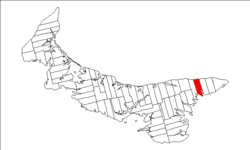 Map of Prince Edward Island highlighting Lot 44