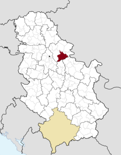 Location of Kovin within Serbia