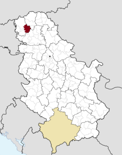 Location of the municipality of Kula within Serbia