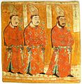 Uyghur Princes wearing robes and headdresses, cave 9.