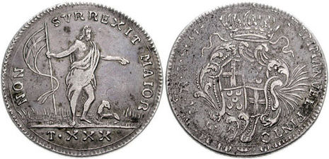 30 tarì coin minted in 1757