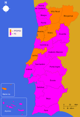 Most voted political force by district or autonomous region.
