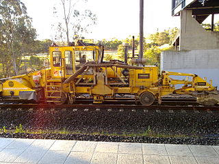 Work train at the construction of a freight line in Sydney, Australia