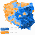 2020 Polish presidential election second round, PiS (blue), KO (orange)