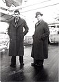 Lismonde with his friend Jacques de Wouters d'Oplinter (1909-1972) on the Alberville before the latter's departure for the Belgian Congo. Antwerp, December 17, 1937 (photo by Léon van Dievoet).