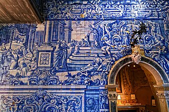interiors azulejos of Remedios chapel in Peniche, Portugal