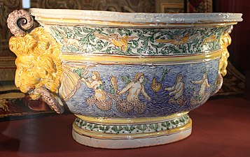 Nevers wine-cooler with The Drunkenness of Bacchus, c. 1680