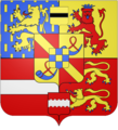 An alternate coat of arms sometimes used by Frederick Henry, William II, and William III as Prince of Orange showing the county of Moers in the top center rather than Veere.[44]