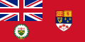Flag of the lieutenant governor of Ontario from 1959 to 1965, the 1957 Canadian Red Ensign with the shield of Ontario below the Union Flag.