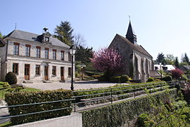 The town hall and church of Fleury