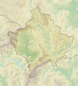 Location of Lake Leqinat in Kosovo.