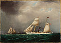 American Steam-Sail Yacht EMILY at Sea with Four Schooners Off Bow (c. 1878)