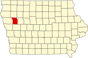 Map of Iowa highlighting Ida County
