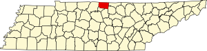 Map of Tennessee highlighting Macon County