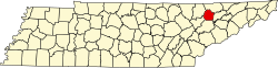 Karte von Union County innerhalb von Tennessee