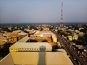 A view of Nnewi City from the tower of Our Lady of Assumpta, Nnewi Catholic Cathedral.