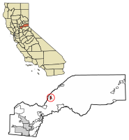 Location of Colfax in Placer County, California.