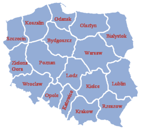 Poland's voivodeships after 1957.