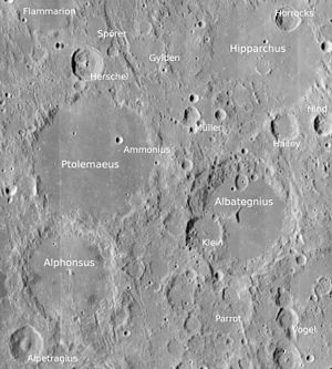 Herschel (oben links) und Umgebung (LROC-WAC)