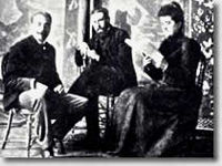 Paul Ranson, Paul Sérusier, and Marie-France Ranson in Paul Ranson's studio, c. 1900