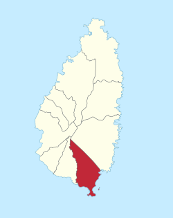 Location of Vieux Fort District within Saint Lucia
