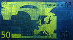 50 euro note under UV light (Reverse)