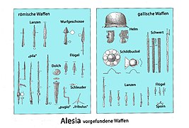 Römische und keltische Waffen (in Alesia vorgefunden)