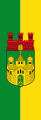 Banner mit Wappen auf längsgestreiftem grün-goldenen Grund