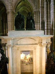 Tomb of Henry II and Catherine de' Medici, Basilica of Saint-Denis, with marble effigies on top