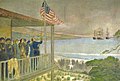 Image 46Forces raising the U.S. flag over the Monterey Customhouse following their victory at the Battle of Monterey (from History of California)