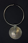 Silver disk and round necklace (torc)