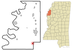 Location of Shaw, Mississippi