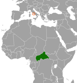 Map indicating locations of Central African Republic and Holy See