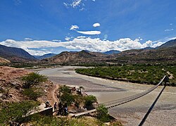 Footbridge across Mantaro River in Chaypara, La Merced District