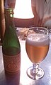 Geuze lambic beer in a flute glass
